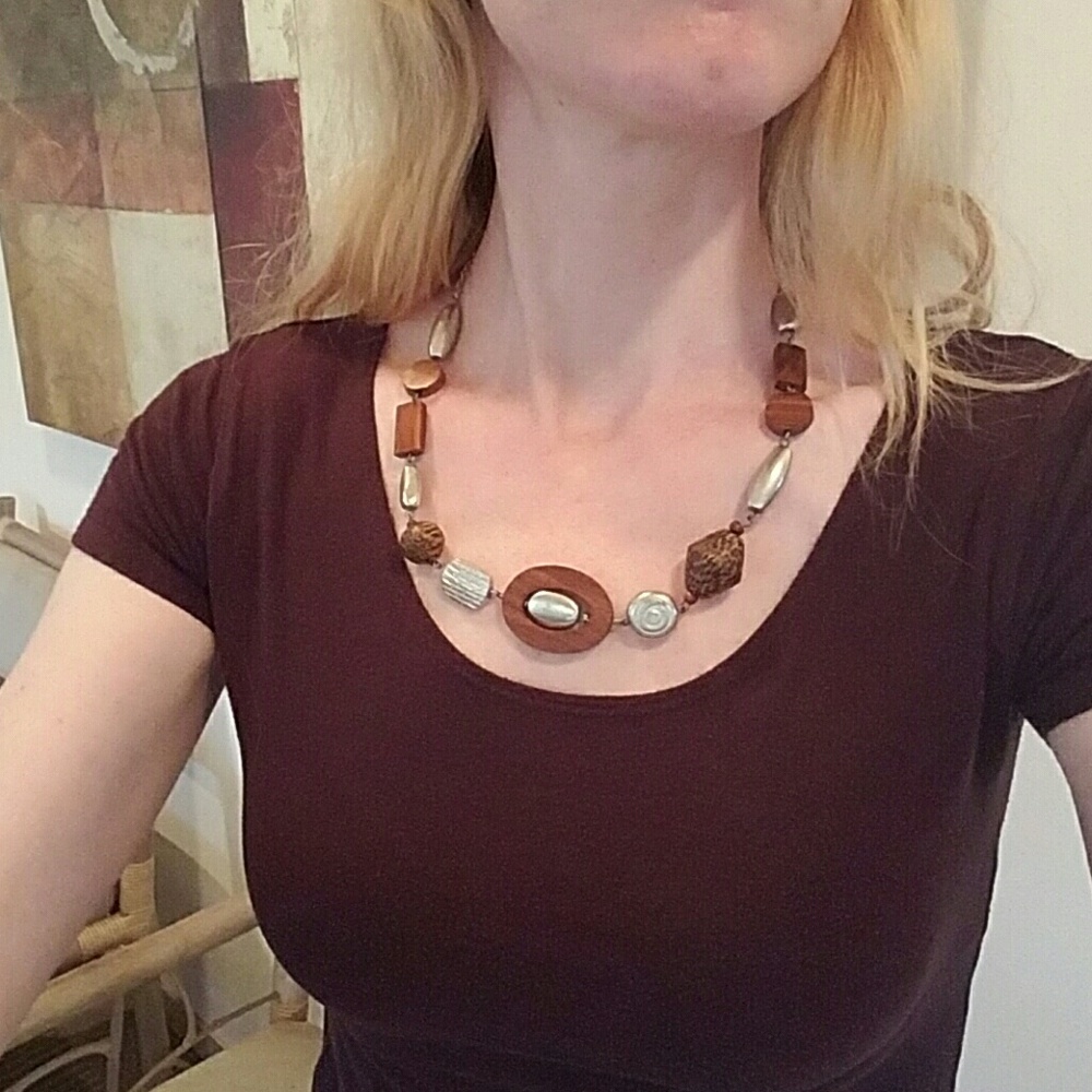 Artsy wooden beaded necklace